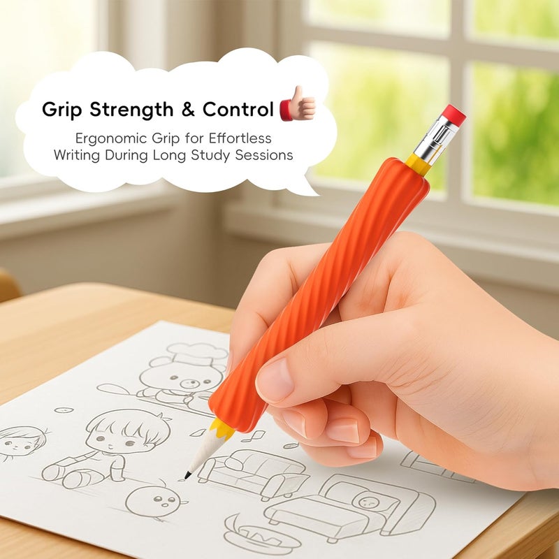 ELETIUO 4-Pack Textured Silicone Pencil Grips–Sensory Fidget Sleeves for Kids& Adults,ADHD &Autism Anxiety Relief,Quiet Classroom&Travel Fidget Tool for Focus,Calm,and Fine Motor Skills - Image 4